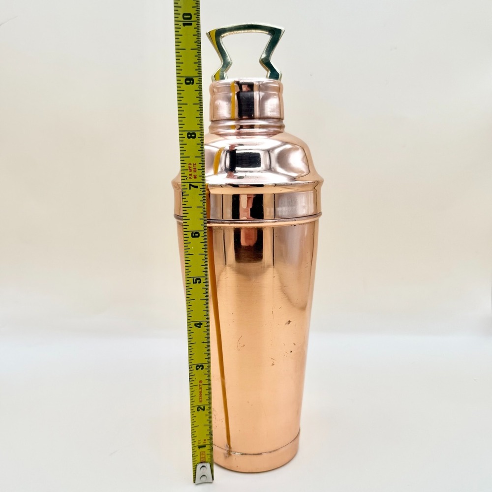 Pottery Barn Copper Martini Shaker w/ Brass Handle 10" Barware Drink Mixer - Picture 9 of 9